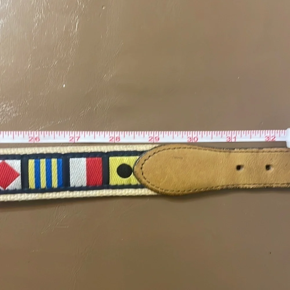 Zep Pro Mens Nautical Flag Embroidered Motif brown blue Belt USA Size 32